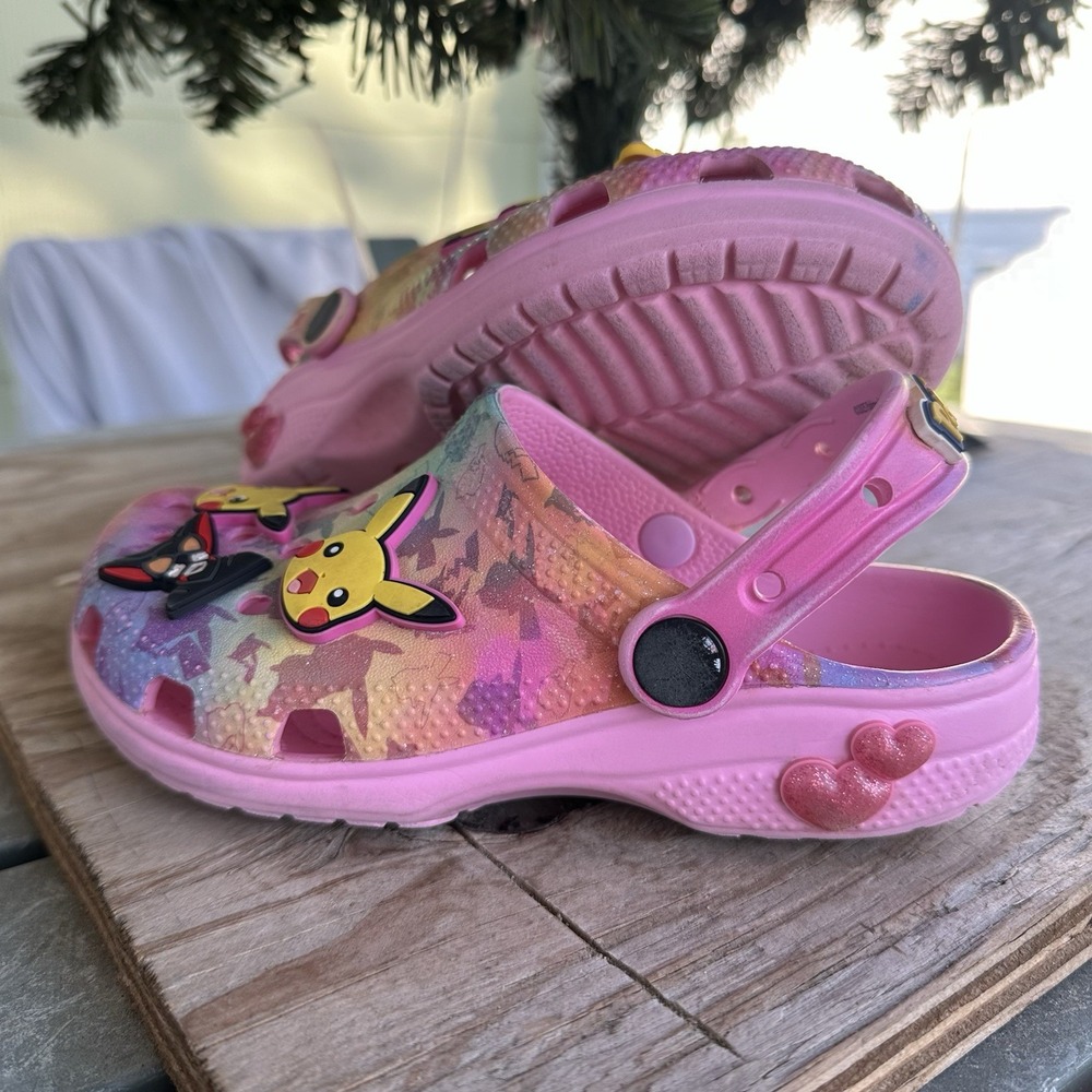 Crocs x Pokemon "Pikachu" Pink Kids Classic Clog 211229 Size 13 Game freak